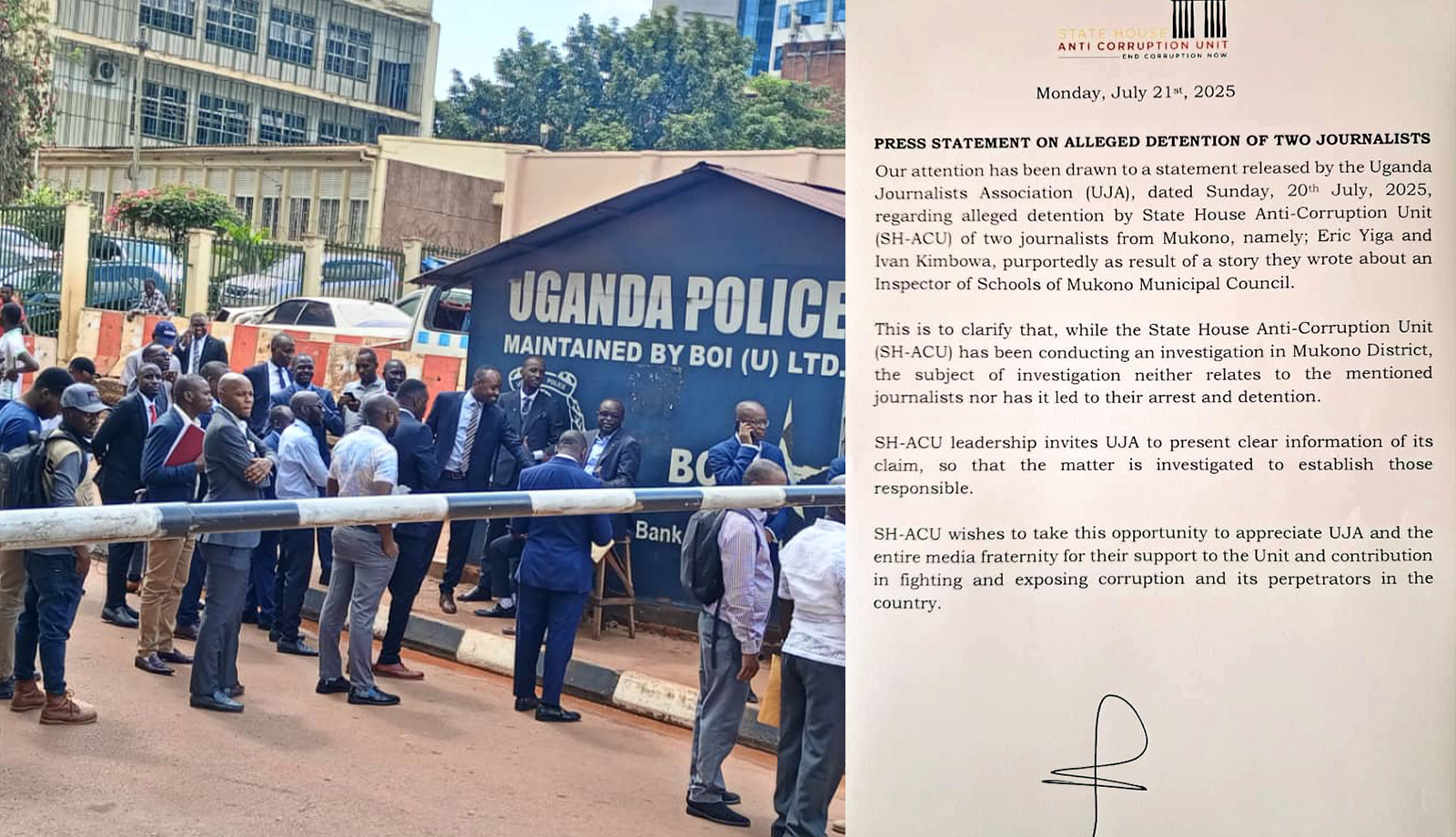 State House Anti-Corruption Unit Denies Detention of Mukono Journalists